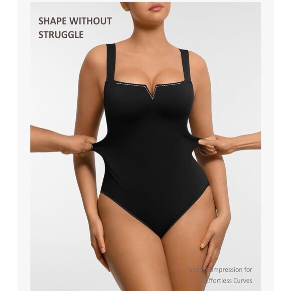 FeelinGirl Square Neck Bodysuit Women Sleeveless Tummy Control Slimming Body XXL - Picture 3 of 11